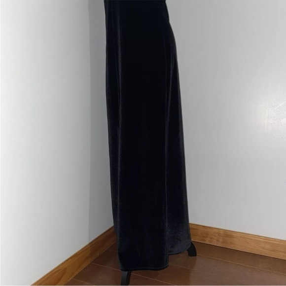 Reformation- Black Nyla Velvet Halter Dress Backless Thigh High Slit Size Large - Picture 11 of 15